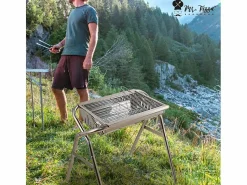 AHD Barbacoa de carbón y leña de acero portátil con parrilla Oak Multicolor