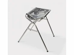AHD Barbacoa de carbón y leña de acero portátil con parrilla Oak Multicolor
