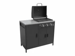Sweeek Barbacoa de gas con 3 quemadores, 3 puertas y termómetro