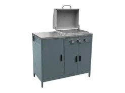 Clearance Barbacoa de gas con 3 quemadores, 3 puertas y termómetro gris Barbacoa