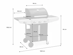 Sweeek Barbacoa de gas con 3 quemadores con 1 quemador lateral