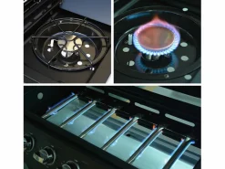 Clearance Barbacoa de gas con 6 quemadores + 1 quemador lateral con ruedas, Negro