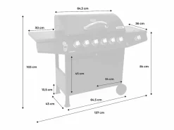 Barbacoa de gas de 7 quemadores con 1 quemador lateral Barbacoa