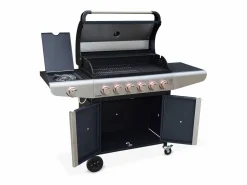 Sweeek Barbacoa de gas de 7 quemadores con 1 quemador lateral Negro