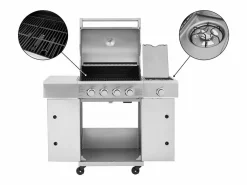Habitat et jardin Barbacoa de gas de acero inoxidable con 5 quemadores incluido 1 quemador lateral "Brazzo" - 118 x 57 x 104 cm -