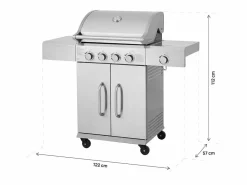 Habitat et jardin Barbacoa de gas de acero inoxidable con 5 quemadores incluido 1 quemador lateral 