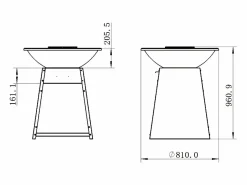 Vente-unique Barbacoa plancha brasero de acero, Ancho 81 x Prof. 81 x Alt. 96 cm , , CORVERA
