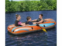 Hot Bestway Barca Hinchable para 2 Adultos y 1 Niño Kondor Elite 3000 Raft 246x122x45 cm con 2 Remos y Bomba de Pie Incluida Naranja