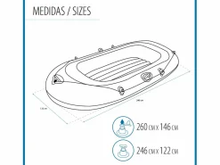 Hot Bestway Barca Hinchable para 2 Adultos y 1 Niño Kondor Elite 3000 Raft 246x122x45 cm con 2 Remos y Bomba de Pie Incluida Naranja