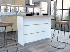 Discount TuHome Barra de Cocina Fendi en melamina con tres estantes , 90 X 120 X 60 cm , Blanco / Miel Multicolor