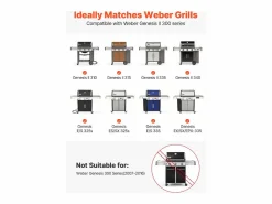 Barra de Cubrequemador y Difusor SucceBuy de Calor para Barbacoa 8PCs, Deflector de Grasa para Quemador 43,5 cm, para Weber Genesis II 310, 315, 335, 340 Materiales Y Utensilios De Cocina