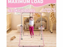Barra de gimnasia extensible para niños, altura ajustable, plegable, de acero, (145 x 100 x 130 cm)