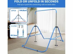 Barra de gimnasia extensible para niños, altura regulable, plegable, de acero, (145 x 100 x 130 cm)