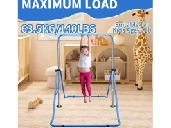 Barra de gimnasia extensible para niños, altura regulable, plegable, de acero, (145 x 100 x 130 cm)
