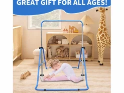 Barra de gimnasia extensible para niños, altura regulable, plegable, de acero, (145 x 100 x 130 cm)