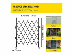 New Barrera de Seguridad Extensible Plegable SucceBuy, Puerta Plegable Simple, 154 x 180 cm Puerta De Garaje