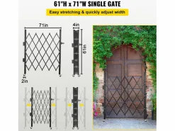 New Barrera de Seguridad Extensible Plegable SucceBuy, Puerta Plegable Simple, 154 x 180 cm Puerta De Garaje