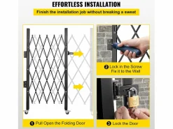 New Barrera de Seguridad Extensible Plegable SucceBuy, Puerta Plegable Simple, 154 x 180 cm Puerta De Garaje