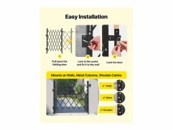 Hot Barrera de Seguridad SucceBuy Extensible de 110 x 131 cm, Puerta de Tijera Simple, Bloqueable y Retráctil, de Acero Sólido, para Entrada, Garaje Puerta De Garaje