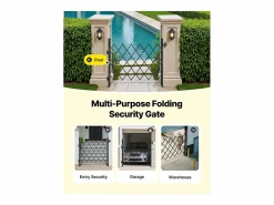 Hot Barrera de Seguridad SucceBuy Extensible de 110 x 131 cm, Puerta de Tijera Simple, Bloqueable y Retráctil, de Acero Sólido, para Entrada, Garaje Puerta De Garaje