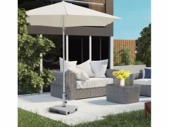 New Base de sombrilla de granito de 28 kg, ajustable, con ruedas, acero inoxidable, gris (41 x 41 x 37,5 cm)