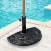 New Base de sombrilla semicircular, resina y acero inoxidable, bronce (50x31x32 cm) Sombrilla