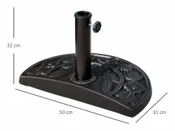 New Base de sombrilla semicircular, resina y acero inoxidable, bronce (50x31x32 cm) Sombrilla