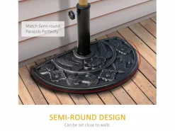 New Base de sombrilla semicircular, resina y acero inoxidable, bronce (50x31x32 cm) Sombrilla
