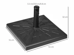 Sale Base estable de resina para sombrillas de Ø 32/38/48 mm, color negro (51 x 51 x 32 cm)
