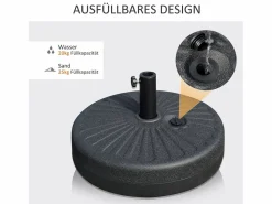Sale Base para sombrilla de 22 kg, para postes de Ø38/48 mm, de hormigón negro, estable y resistente a la intemperie (51x51x12 cm)