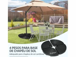 Outsunny Base para sombrillas Tampa 4 piezas rellenables Ø100x8 cm
