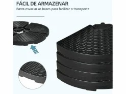 Outsunny Base para sombrillas Tampa 4 piezas rellenables Ø100x8 cm