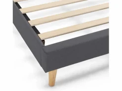 VS Venta-stock Base tapizada + Cabecero Aura 140x200 cm Gris Oscuro