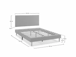 VS Venta-stock Base tapizada + Cabecero Aura 140x200 cm Gris Oscuro