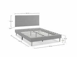 Discount VS Venta-stock Base tapizada + Cabecero Aura 140x190 cm Gris Oscuro Gris antracita
