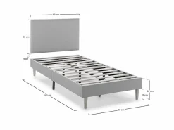 New VS Venta-stock Base tapizada + Cabecero Aura 90x190 cm Gris Oscuro Gris antracita
