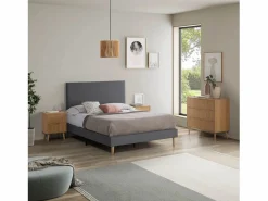 New VS Venta-stock Base tapizada + Cabecero Aura 90x190 cm Gris Oscuro Gris antracita