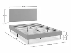 VS Venta-stock Base tapizada + Cabecero Aura 160x200 cm Gris Oscuro