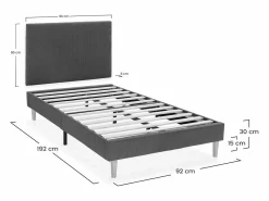 Best VS Venta-stock Base tapizada + cabecero Bari 90x190 cm Teja Rojo