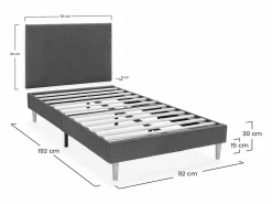VS Venta-stock Base tapizada + cabecero Bari 90x190 cm