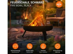ECD Germany Basero brasero acero con 3 patas plegables barbacoa chimenea Ø60x27cm