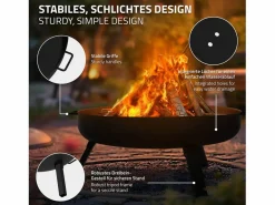 ECD Germany Basero brasero acero con 3 patas plegables barbacoa chimenea Ø60x27cm