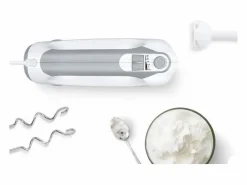 Best Batidora de mano de 450 W y 5 velocidades con varillas y 2 ganchos para amasar de acero inoxidable - Bol graduado con tapa - Bla Pequeño Electrodoméstico