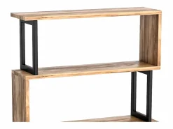 Outlet Vente-unique Biblioteca con 3 estantes de metal - Natural claro y Negro - ROVENI Negro / Color natural claro