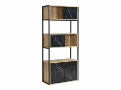 Online Vente-unique Biblioteca con almacenamiento de MDF y acero - Efecto mármol negro y natural - YELANIA Negro / Color natural claro