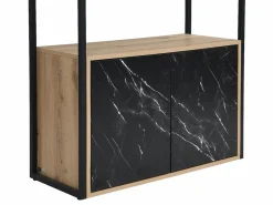 Online Vente-unique Biblioteca con almacenamiento de MDF y acero - Efecto mármol negro y natural - YELANIA Negro / Color natural claro