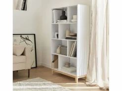 Sale Sweeek Biblioteca con patas de madera de 8 compartimentos Blanco