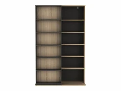 Best Biblioteca corredero con 18 estantes - Natural y antracita - PRALI Librería