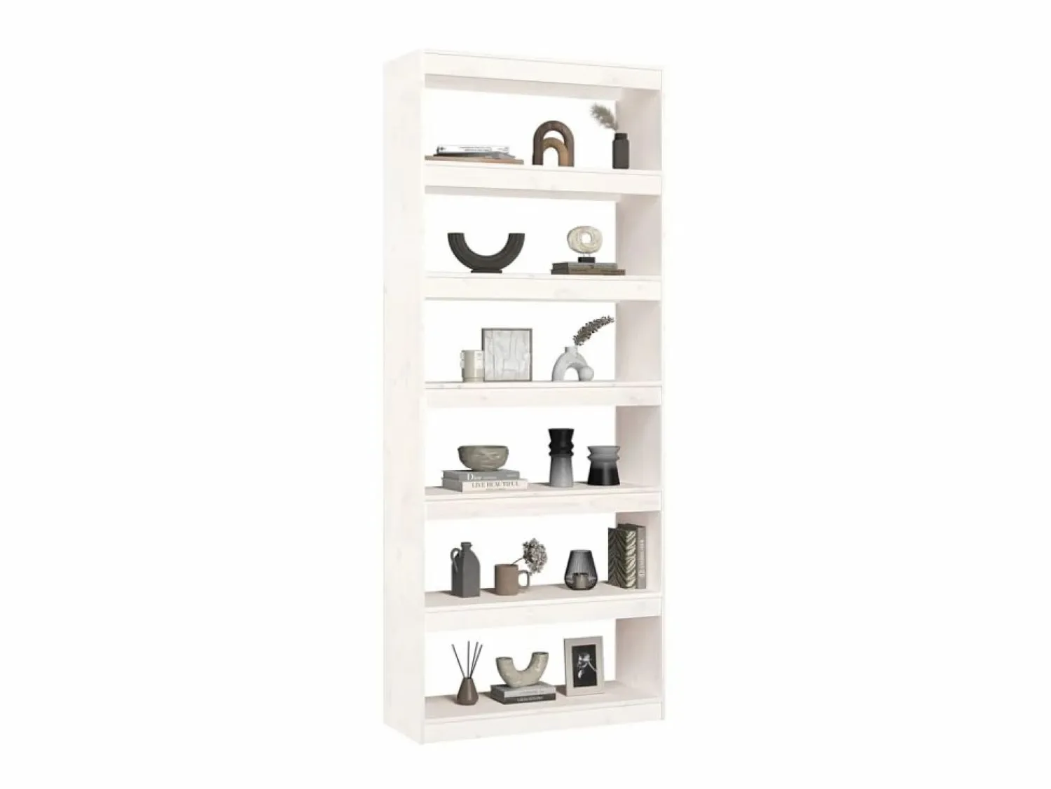 Clearance Biblioteca Estantería - divisor espacios madera pino 80x30x199,5 cm ES66846 Blanco