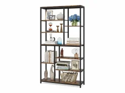 Discount Tribesigns Biblioteca, Estantería de almacenamiento de 9 niveles, Mueble de almacenamiento, Biblioteca industrial de metal Marru00f3n